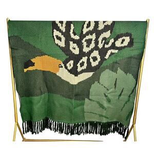 NWT Farm Rio Oh So Cozy Brazil Toucan Blanket 60 x 80 Red Green Acrylic Fringe